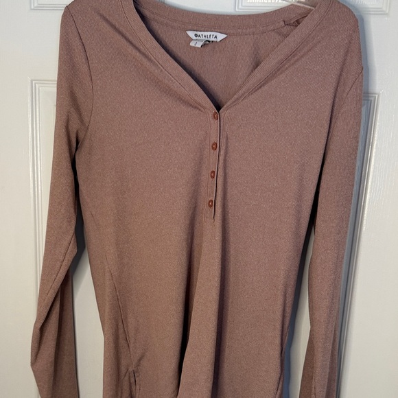 Athleta Tops - Athleta Uptempo Ribbed Long Sleeve Henley Top - Size Large